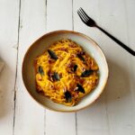 Spaghetti met pompoen en chorizo