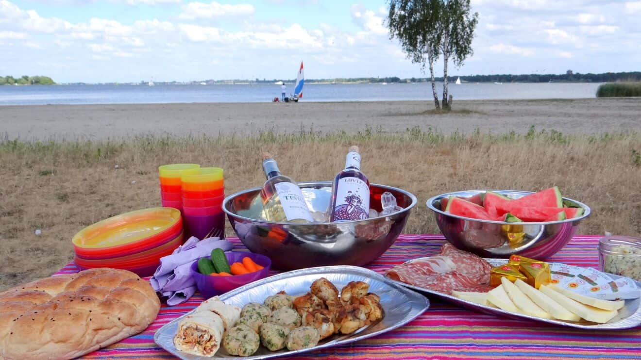 Genieten van picknick en wijn