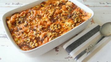 Rode bietenlasagne met gerookte mozzarella