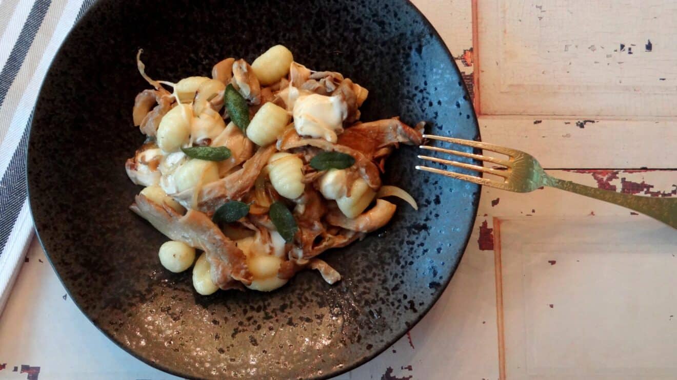 Gnocchi met oesterzwammen en mozzarella