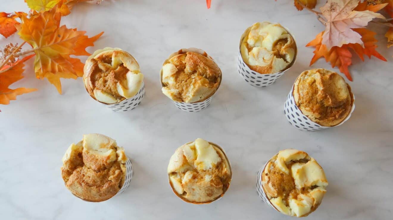 Pompoenmuffins met een roomkaas topping