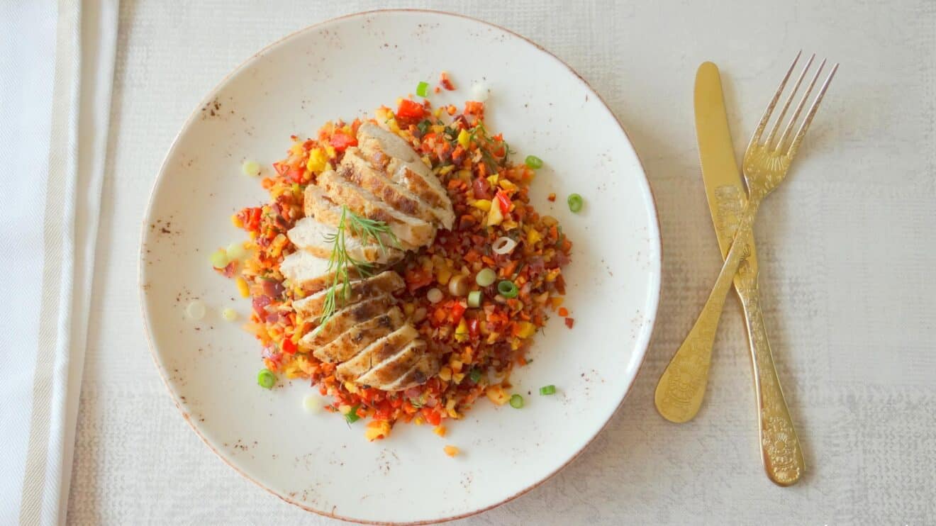 Kalkoenfilet met couscous van gekleurde wortelen