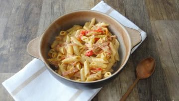 Mac and Cheese met paprika en ham