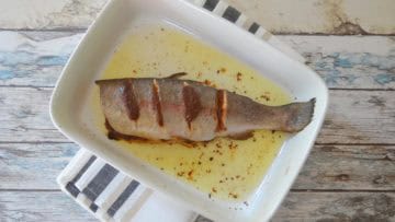 Zalmforel met misoboter uit de oven