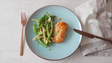 Teriyaki kabeljauw met bonensalade