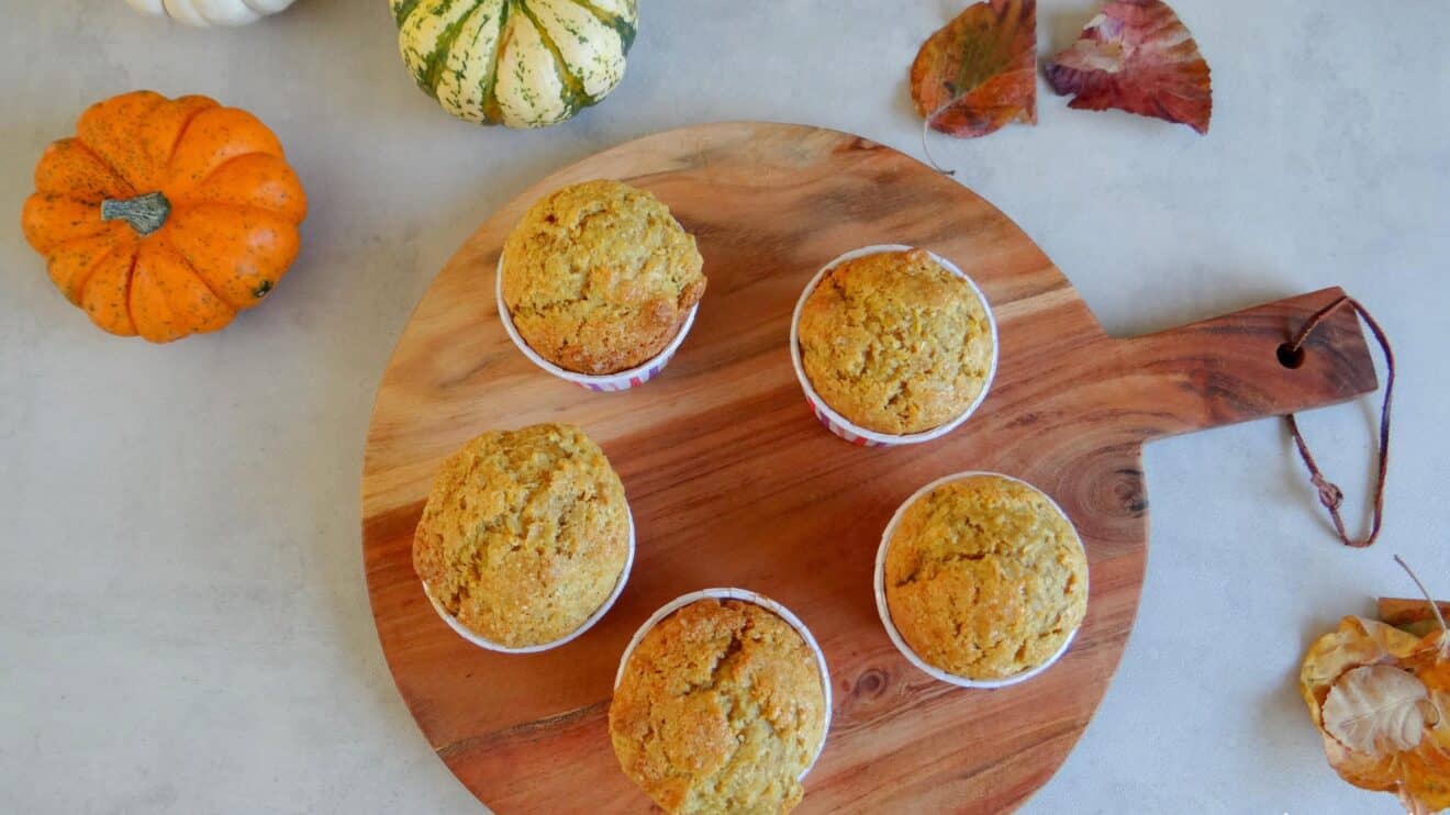 Pompoenmuffins met kokos en walnoten