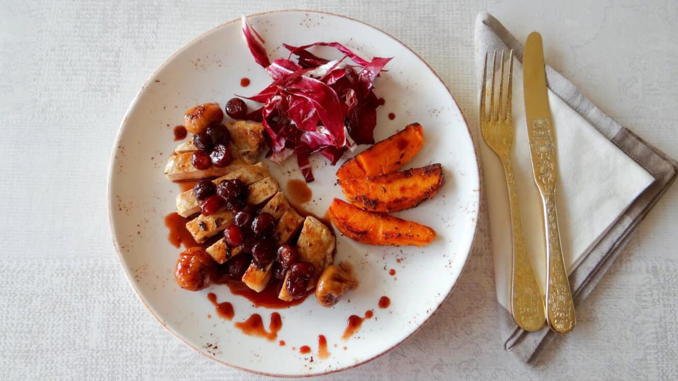 Varkensfiletlapje met druiven en vijgensaus