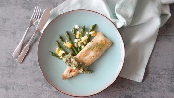 Visfilet met aspergetips en dille vinaigrette