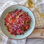Mexicaanse paarse bloemkoolrijst salade