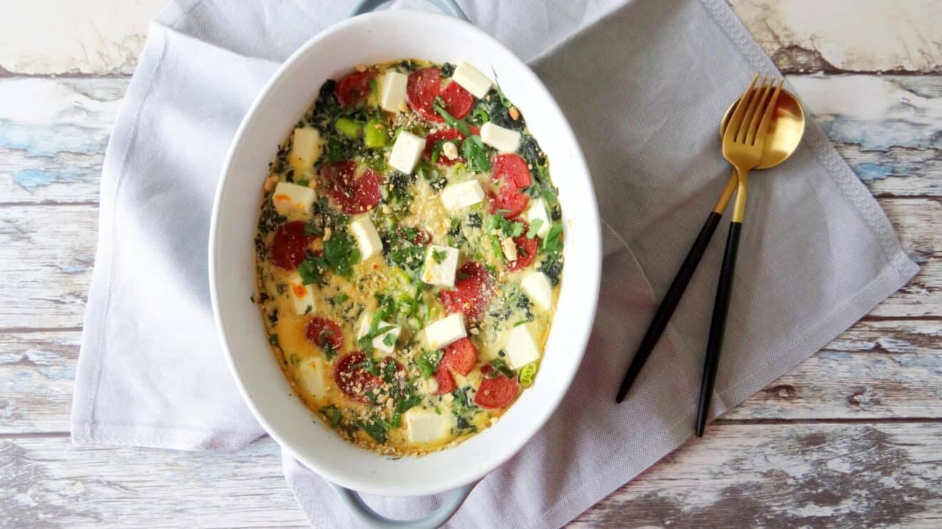 Sucuk en spinazie frittata uit de oven
