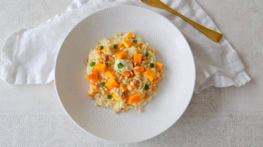 Risotto met pompoen en roomkaas