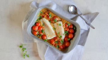 Kokos tomaten curry met kabeljauw