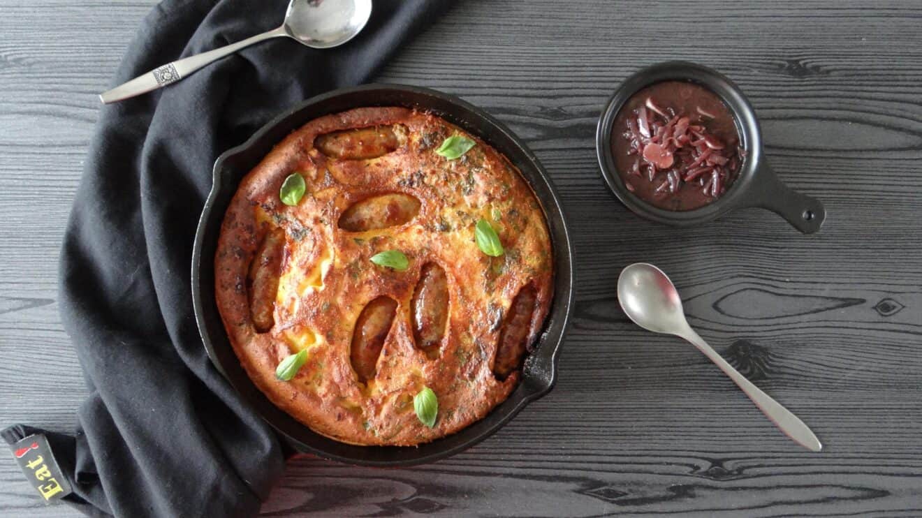 Toad in the hole met uienjus