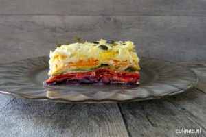 Regenboog lasagne met 5 soorten kaas