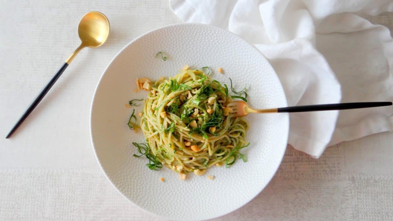 Spaghetti met daslookpesto