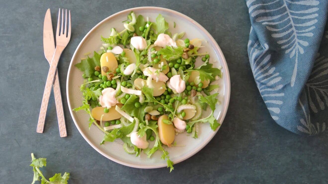 Aardappel raapstelensalade met mosterddressing