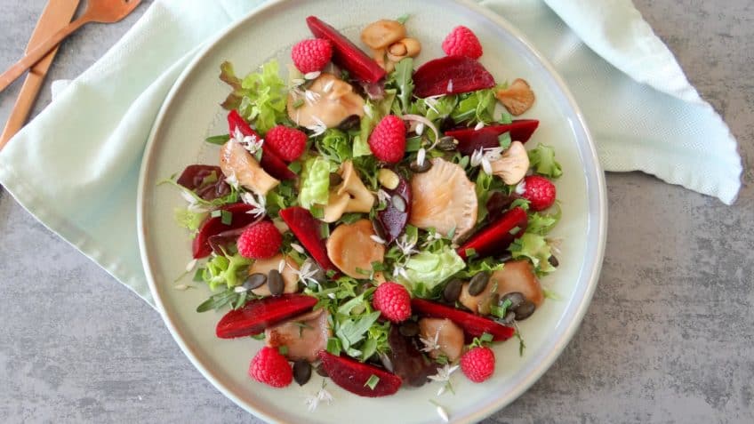 Bietjes salade met oesterzwammen