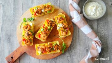 Mini taco tubs met garnalen