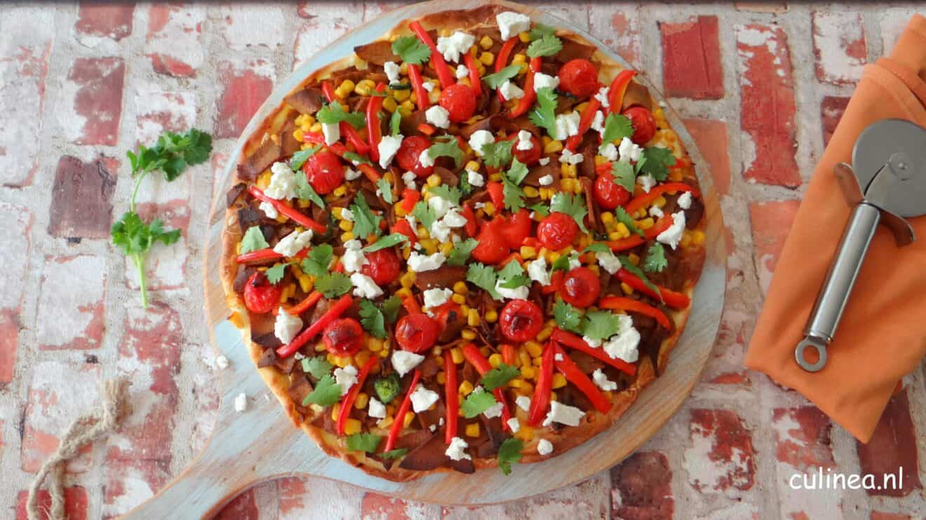 Vegetarische kebab pizza