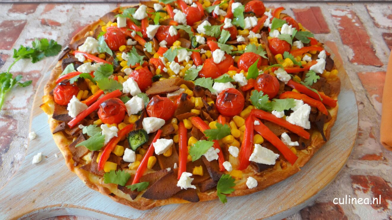 Vegetarische kebab pizza