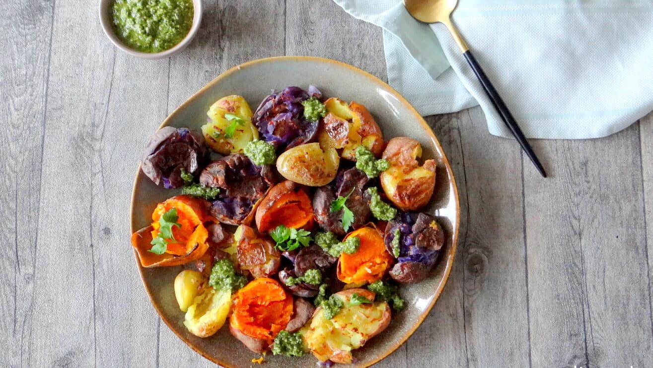 Geplette aardappelen met korianderpesto | Culinea.nl;