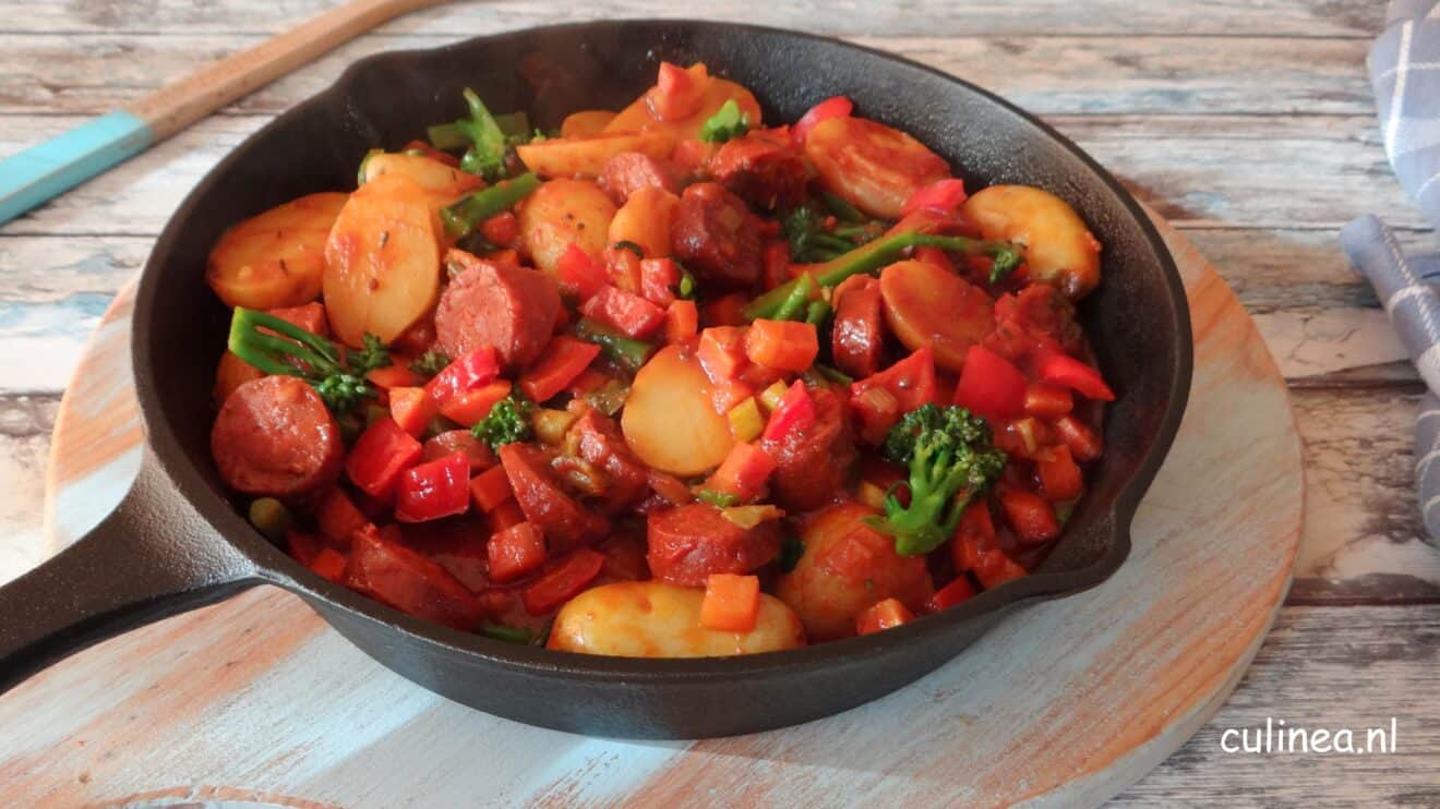 Groente stoofpot met chorizo