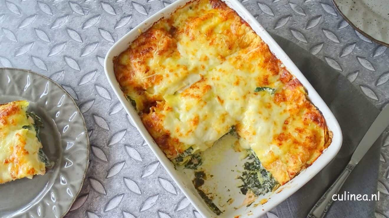 Lasagne met zalm en spinazie