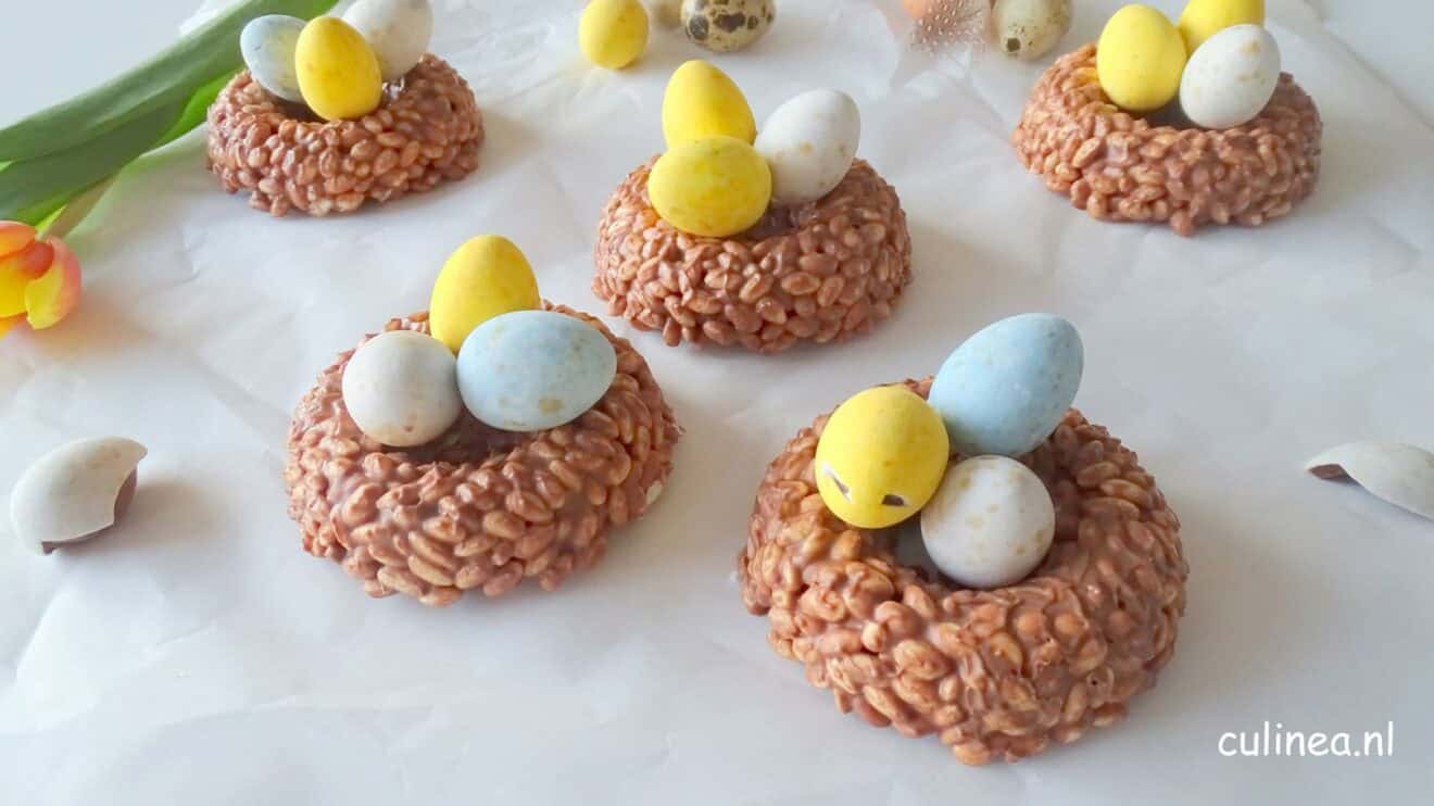 Chocolade vogelnestjes met dragee eitjes