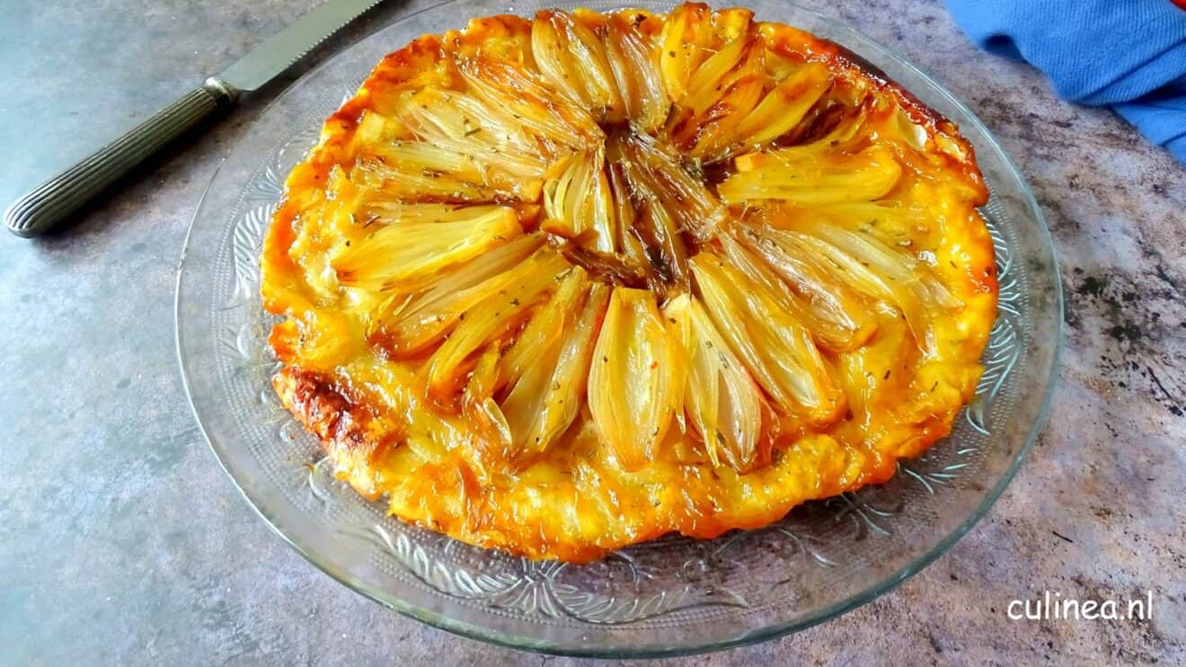 Tarte tatin van sjalotjes