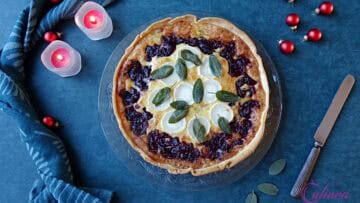 Quiche met prei, geitenkaas en cranberries