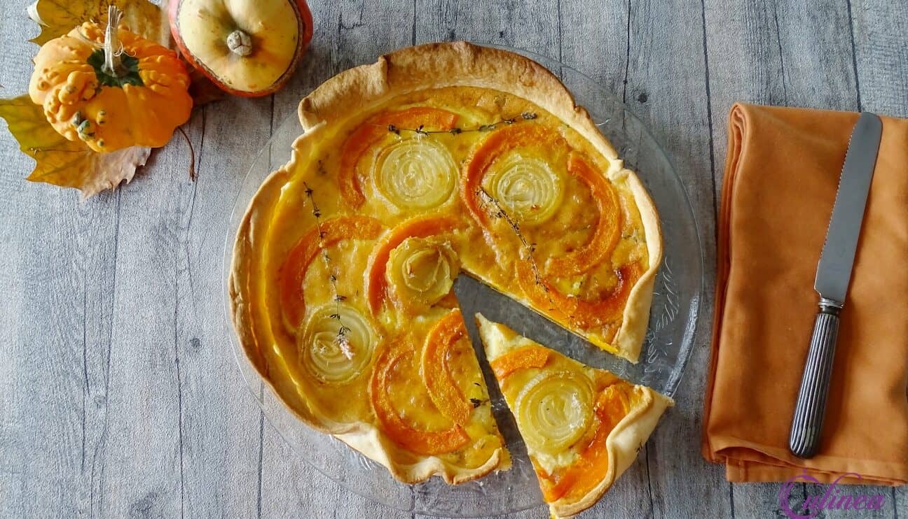 Hartige taart met pompoen en fonduekaas