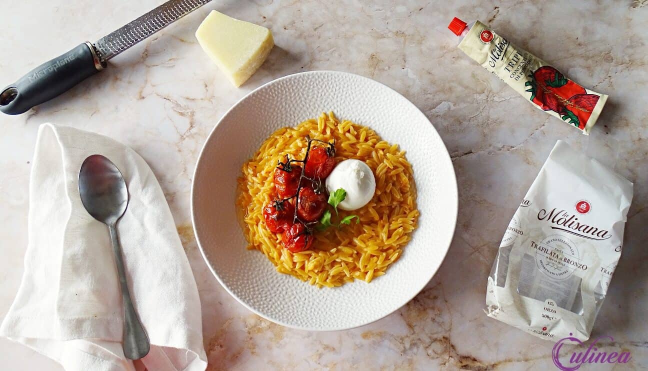 Orzotto alla Vodka met burrata