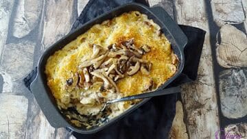 Mac en Cheese met truffelkaas en paddenstoelen