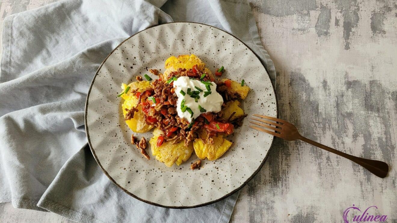 Loaded smashed potatoes