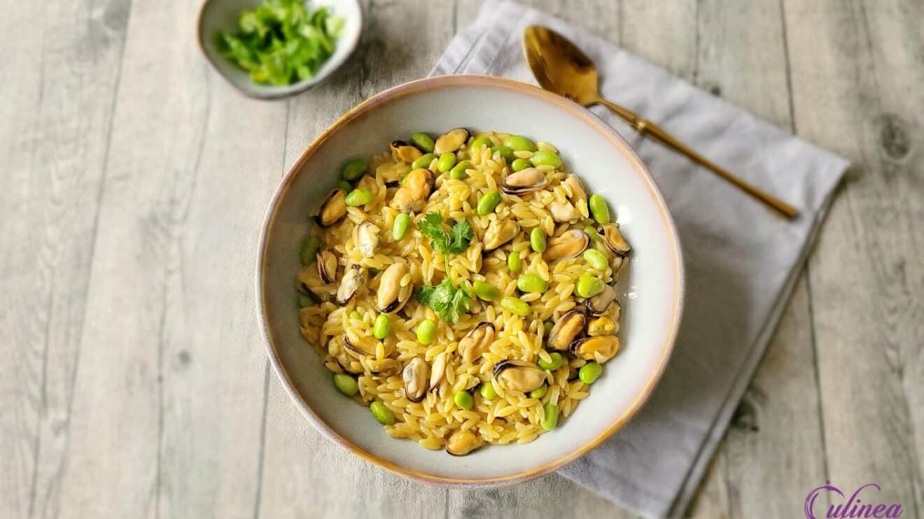 Rode curry orzotto met mosselen