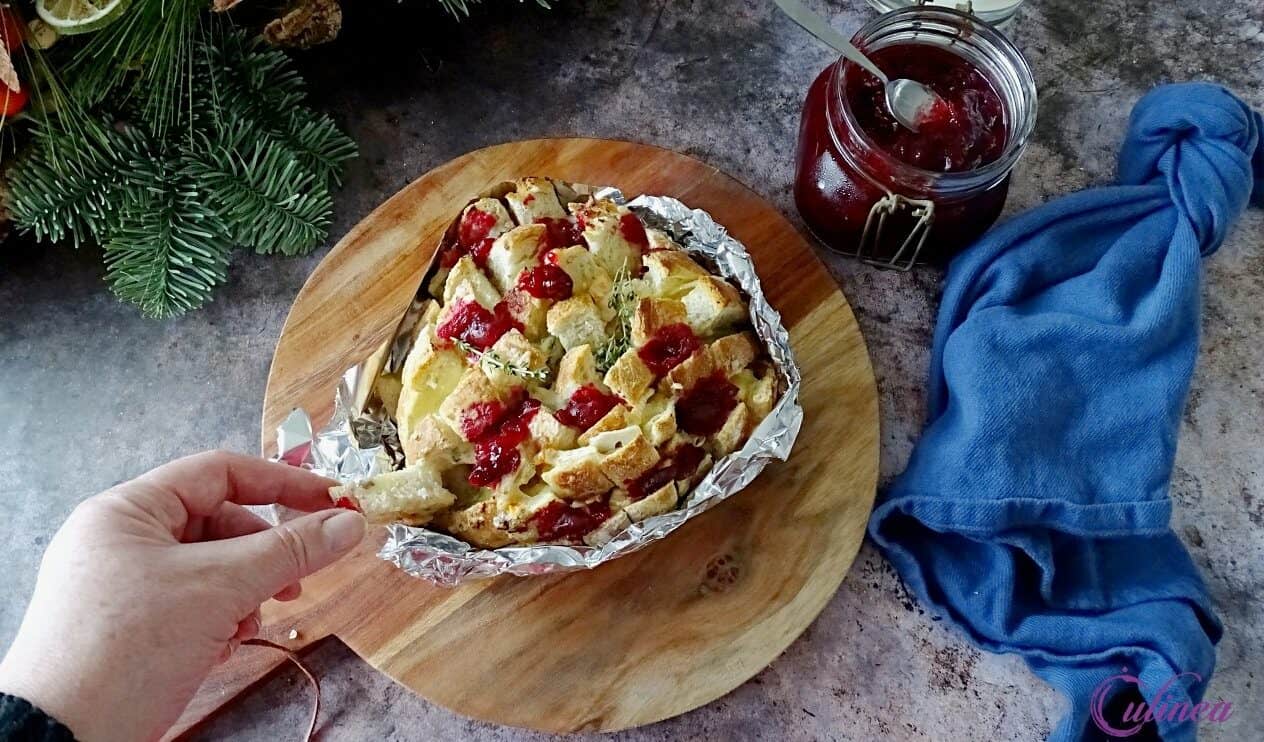 Plukbrood met kaas en cranberrycompote