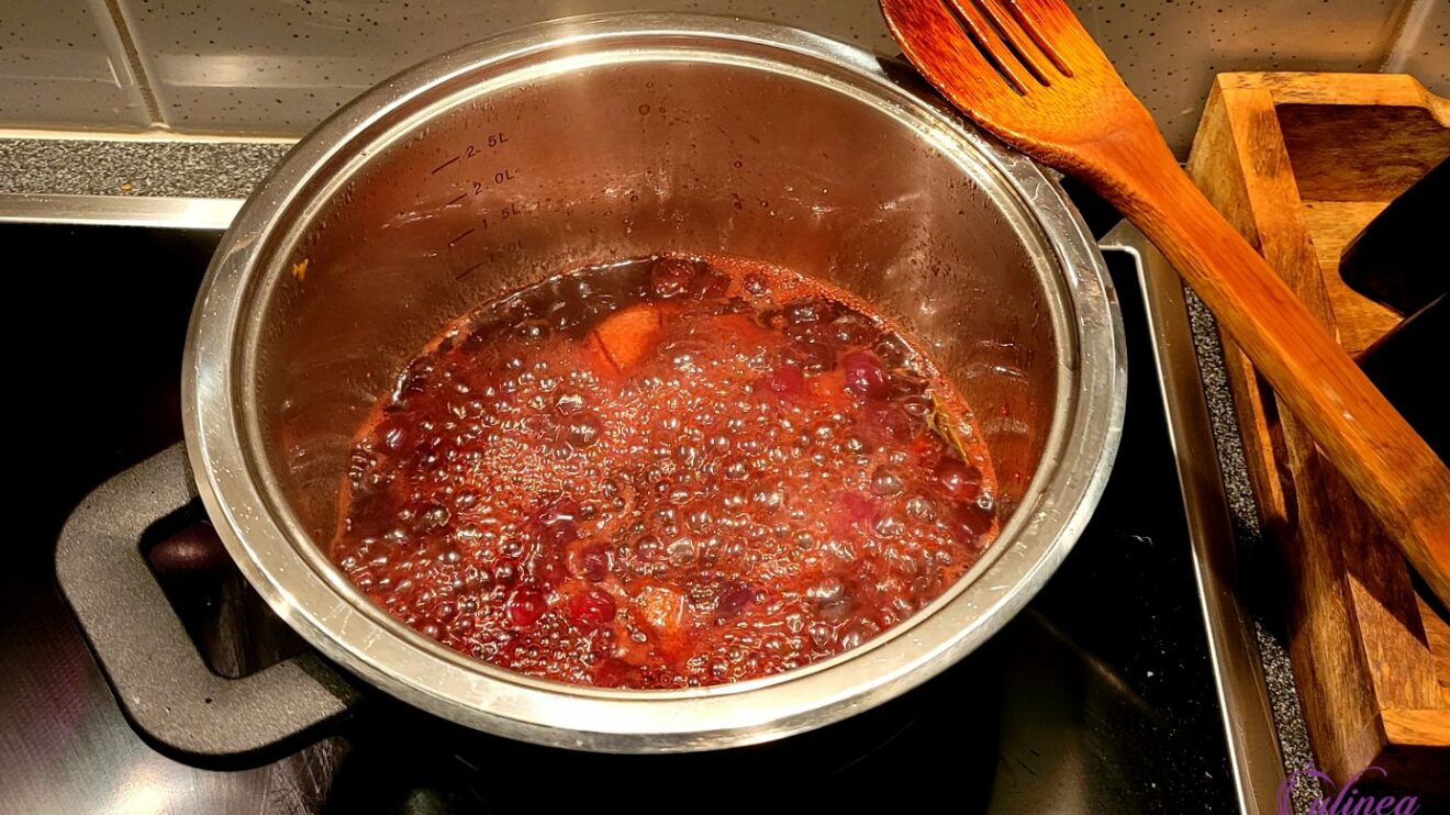 Zelfgemaakte gekruide cranberrysiroop